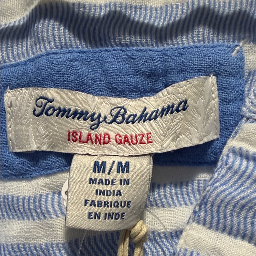 Tommy Bahama Blue and White Striped Short Sleeve Tee - Picture 2 of 2